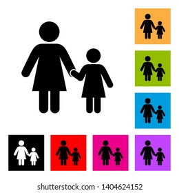 Mother and Daughter Icon in Color and Black Version