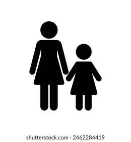 mother and daughter icon family woman single parent single mom symbol