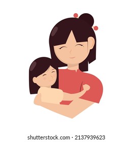 mother with daughter icon vector