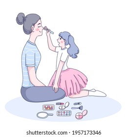 Mother and daughter illustration design of vector.