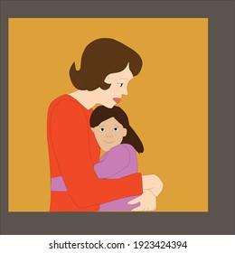 mother and daughter illustration vector art
