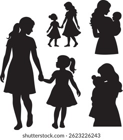 Mother and Daughter isolated on a white background.