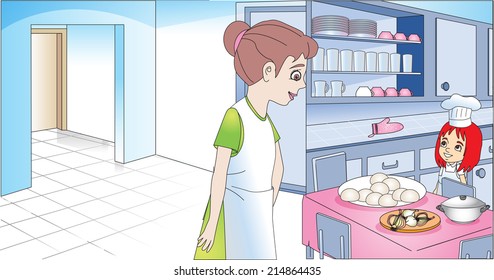mother daughter kitchen