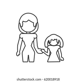mother and daughter loving outline
