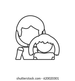mother and daughter loving outline