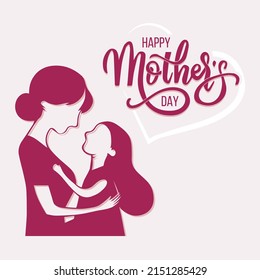 Mother and daughter, Mother's Day vector illustration creative design cute