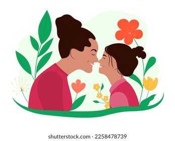 Mother and daughter. Parent and child. Mothers Day. National Daughters Day. Family day. International Children's Day.