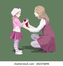 mother and the daughter in park have a rest