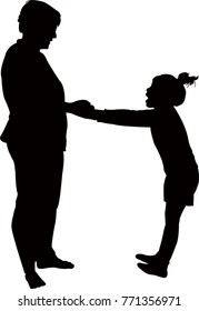mother and daughter playing, silhouette vector