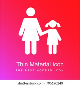 Mother and Daughter red and pink gradient material white icon minimal design