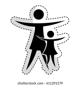 mother with daughter silhouette isolated icon vector illustration design