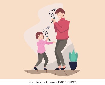 ilustraciones vectoriales de canto de madre e hija