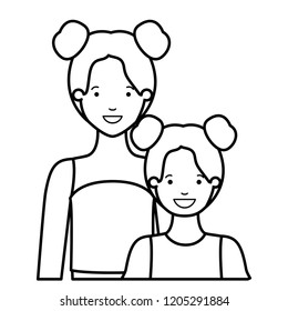 mother and daughter smiling avatar character