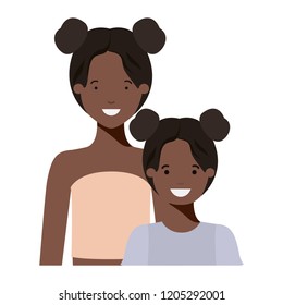 mother and daughter smiling avatar character