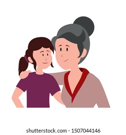 mother and daughter smiling avatar character vector illustration
