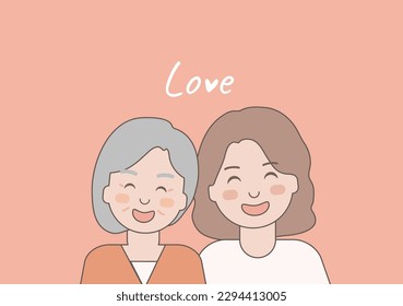 Mother and Daughter Smiling Together. Happy mother's day.