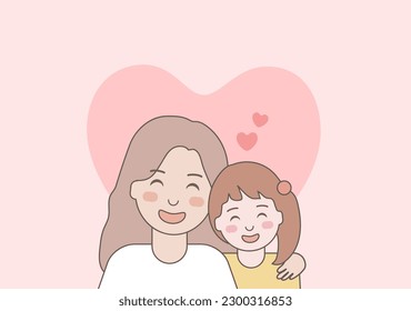 Mother and Daughter Smiling Together. Happy mother's day.
