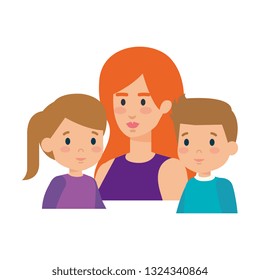 mother with daughter and son characters