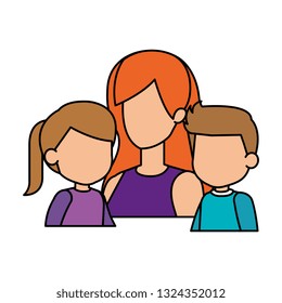 mother with daughter and son characters