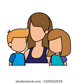 mother with daughter and son characters