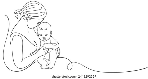 mother and daughter, Mother and son line art vector illustration, mothers day celebration background