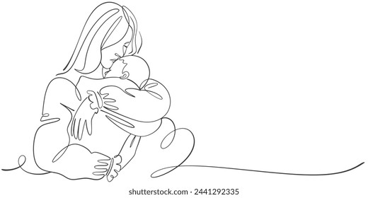 mother and daughter, Mother and son line art vector illustration, mothers day celebration background