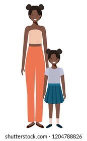 mother and daughter standing avatar character