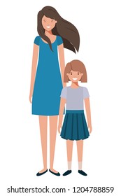 mother and daughter standing avatar character