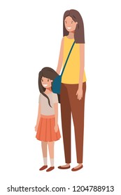 mother and daughter standing avatar character