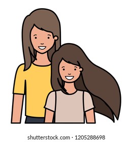 mother and daughter standing avatar character