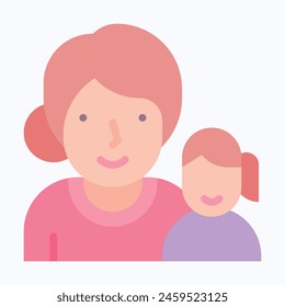 Icono De Vector De Madre E Hija, Icono De Vector Aislado De Estilo Plano.
