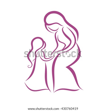 mother and daughter vector symbol