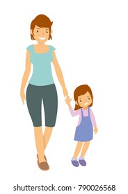 Mother and Daughter walking outside