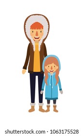 mother and daughter with winter clothes