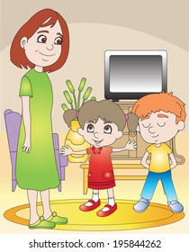 Mother daughters boy