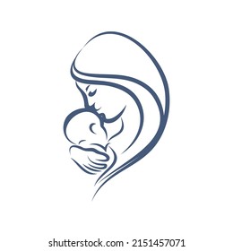 Mother day baby logo vector icon illustration design