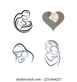 Mother day baby logo vector icon illustration design