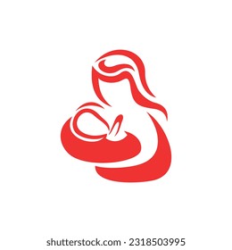 Mother day baby logo vector icon design template, Happy Mother day card. Family parenthood concept. Character mom with a kid. Vector illustration