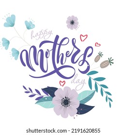 mother day banner violet texts calligraphy flowers decoration
