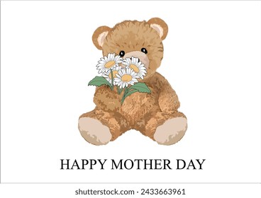 mother day with bear design vector