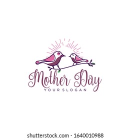 Mother Day Bird Logo Idea Vector Template