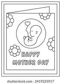 Mother day coloring page designed in hand drawn vector
