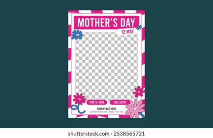 Flyer del Día de la Madre. Feliz Día de la Madre, Día de la Madre Oferta especial de venta, Compra ahora, Hermoso fondo con mariposas y corazón, te amo mamá