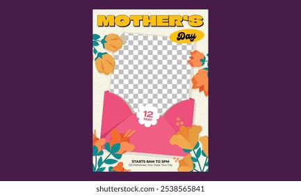 Flyer del Día de la Madre. Feliz Día de la Madre, Día de la Madre Oferta especial de venta, Compra ahora, Hermoso fondo con mariposas y corazón, te amo mamá