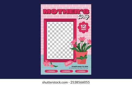 Flyer del Día de la Madre. Feliz Día de la Madre, Día de la Madre Oferta especial de venta, Compra ahora, Hermoso fondo con mariposas y corazón, te amo mamá