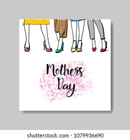Mother Day Greeting Card Or Invitation With Hand Drawn Lettering