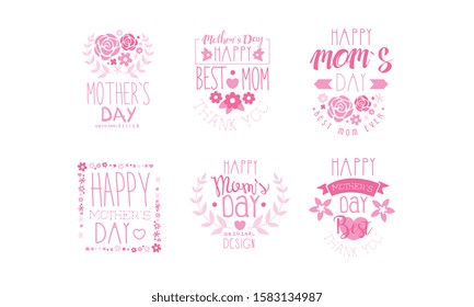 Mother Day Greeting Labeles and Logos Vector Set