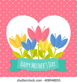 Mother day. Happy Mother's day card with fresh flowers. Happy Mother's Day. Mother day Typographical Background. Happy Mother's Day Vector Lettering