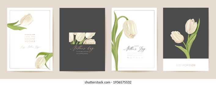 Mother day holiday card. Spring floral vector illustration. Greeting realistic tulip flowers template, modern flower background, Mom and child postcard, modern summer party design, cover for mothers