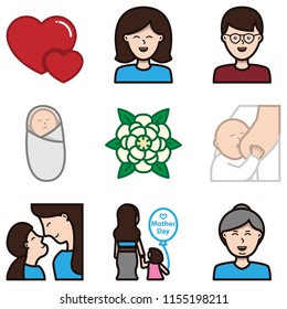 Mother Day icon set